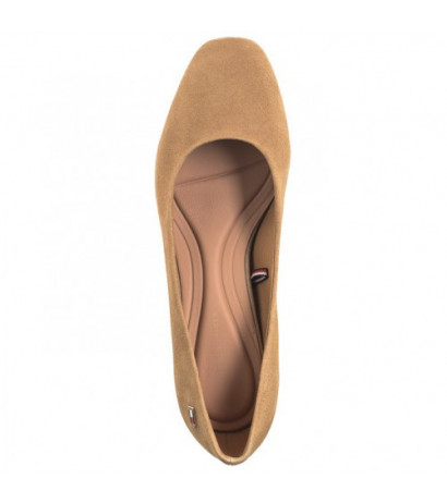 Tommy Hilfiger TH Suede Mid Heel Block Pump Classic Khaki FW0FW07717 RBL (TH1027-b) bateliai