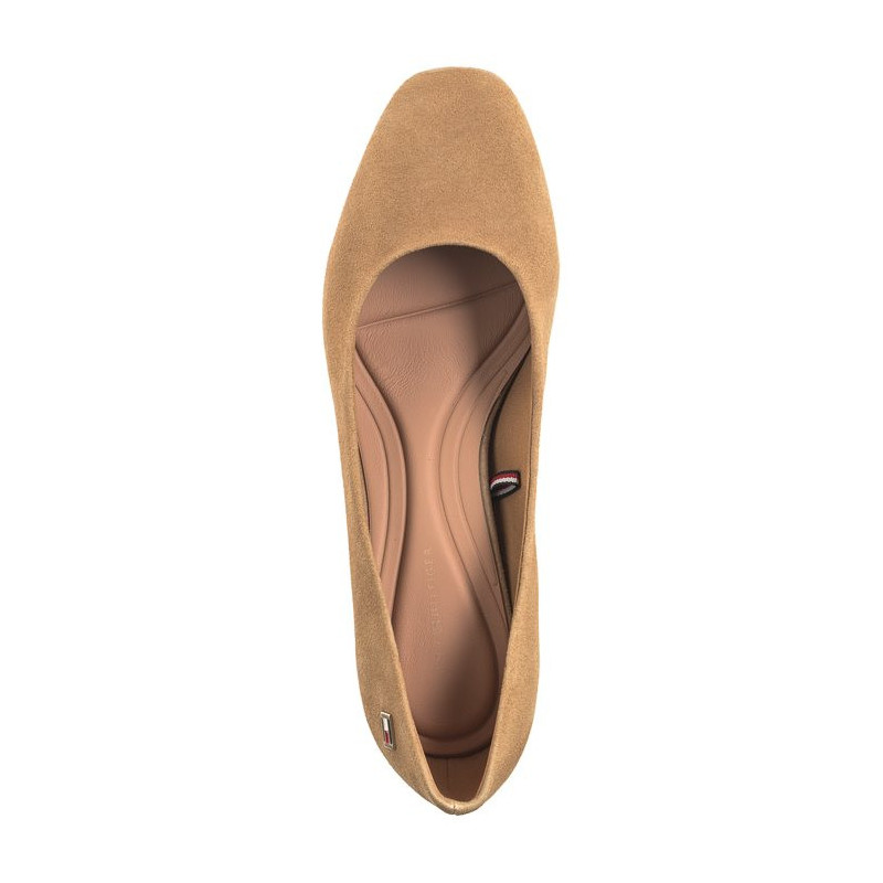 Tommy Hilfiger TH Suede Mid Heel Block Pump Classic Khaki FW0FW07717 RBL (TH1027-b) bateliai