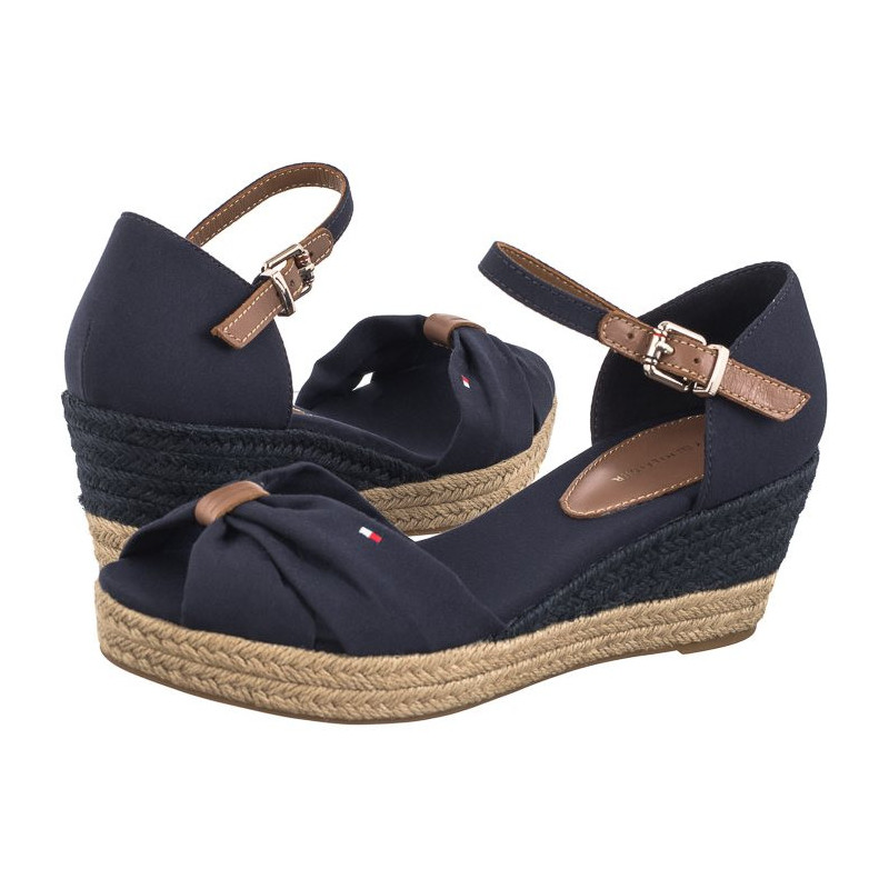 Tommy Hilfiger Basic Open Toe Mid Wedge Space Blue FW0FW04785 DW6 (TH1078-a) batai