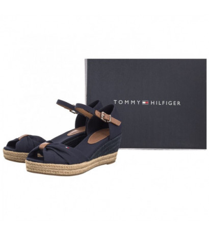 Tommy Hilfiger Basic Open Toe Mid Wedge Space Blue FW0FW04785 DW6 (TH1078-a) batai