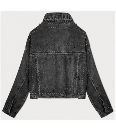 BLACK JEANS JACKET WITH COLLAR AND JEWELRY (L1815) striukė