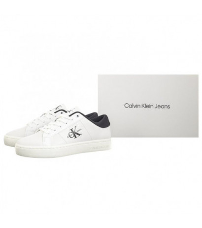 Calvin Klein Classic Cupsole Lowlaceup Lth Wn Bright White/Black YW0YW01444 0GM (CK511-a) batai