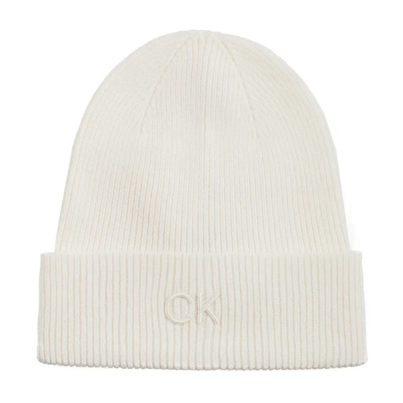Calvin Klein CK Embroidery Fine Rib Beanie Lily White K60K612590 YAJ (CK554-c) kepurė