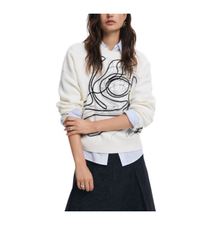 Desigual Megztinis 24WWJF55 White