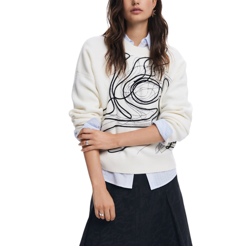 Desigual Megztinis 24WWJF55 White