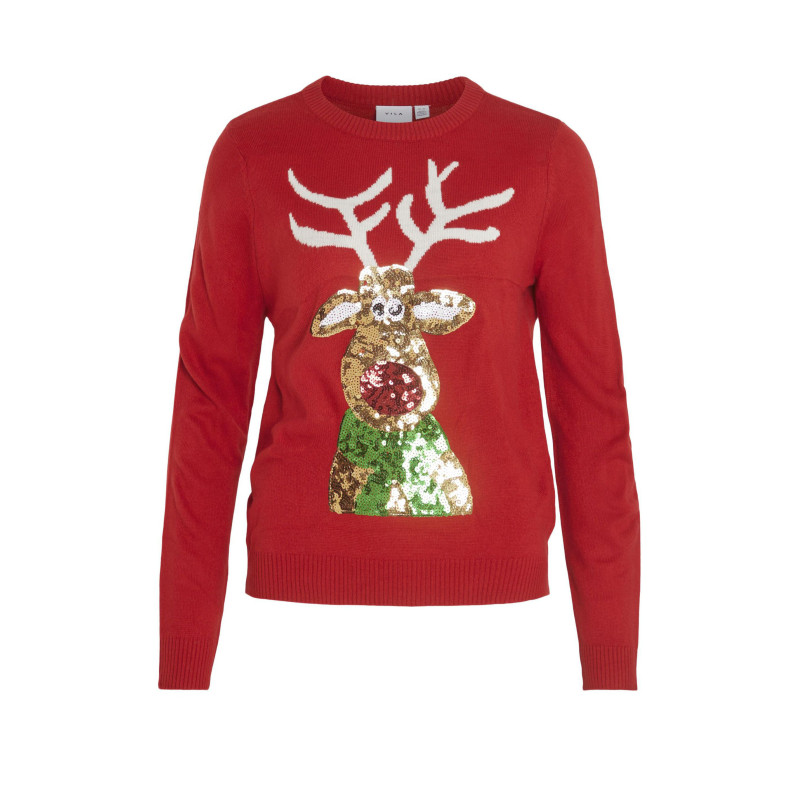 Vila Clothes Megztinis 14081817 Red