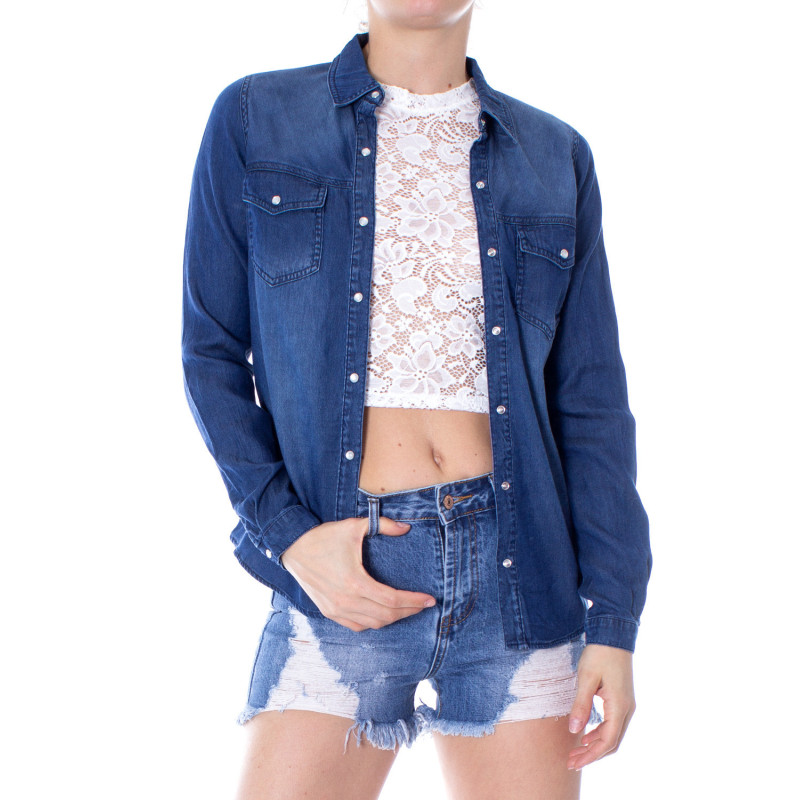 Vila Clothes Moteriški Marškiniai 14033008 Blue