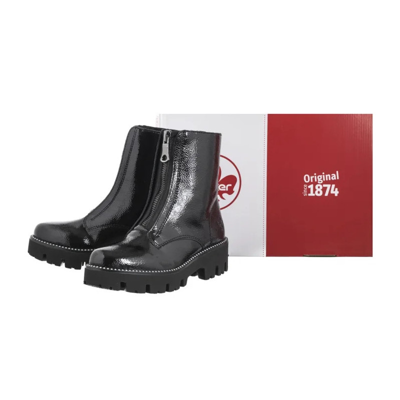 Rieker Czarne Lakierowane Y3351-00 Black (RI218-a) bateliai