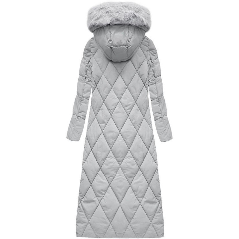 LONG WINTER HOODED JACKET GREY (7688) striukė LONG WINTER HOODED JACKET GREY (7688) striukė