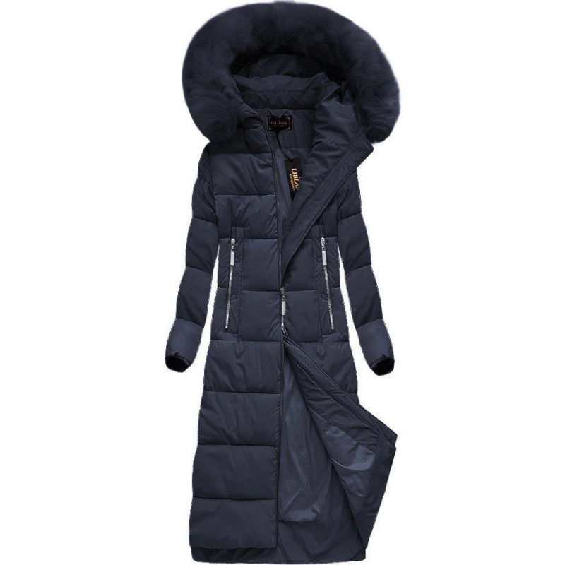 LONG WINTER HOODED JACKET NAVY BLUE (7688BIG) striukė LONG WINTER HOODED JACKET NAVY BLUE (7688BIG) striukė