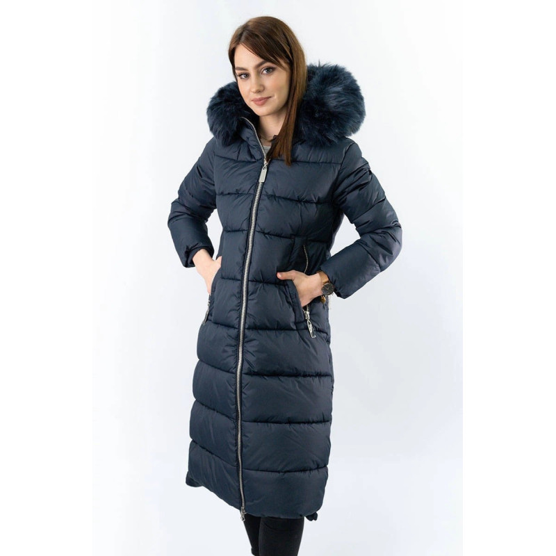 LONG WINTER HOODED JACKET NAVY BLUE (7688BIG) striukė LONG WINTER HOODED JACKET NAVY BLUE (7688BIG) striukė