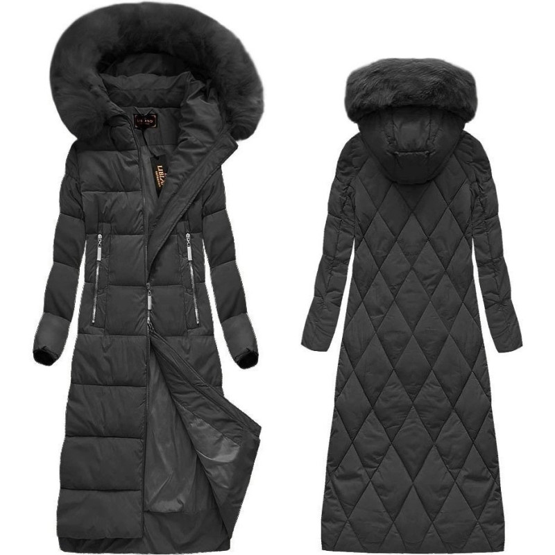 LONG WINTER HOODED JACKET BLACK (7688BIG) striukė LONG WINTER HOODED JACKET BLACK (7688BIG) striukė
