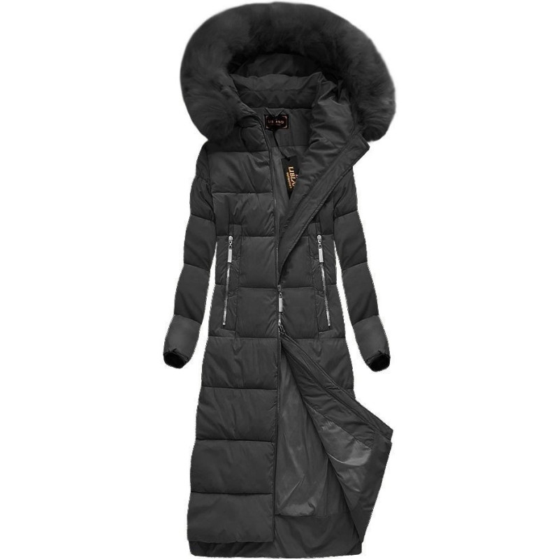 LONG WINTER HOODED JACKET BLACK (7688BIG) striukė LONG WINTER HOODED JACKET BLACK (7688BIG) striukė
