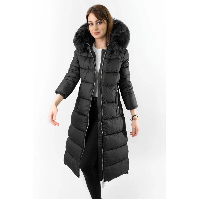 LONG WINTER HOODED JACKET BLACK (7688BIG) striukė LONG WINTER HOODED JACKET BLACK (7688BIG) striukė