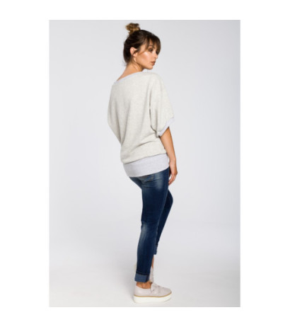 B048 Bluza oversize z rękawami kimono - popielata