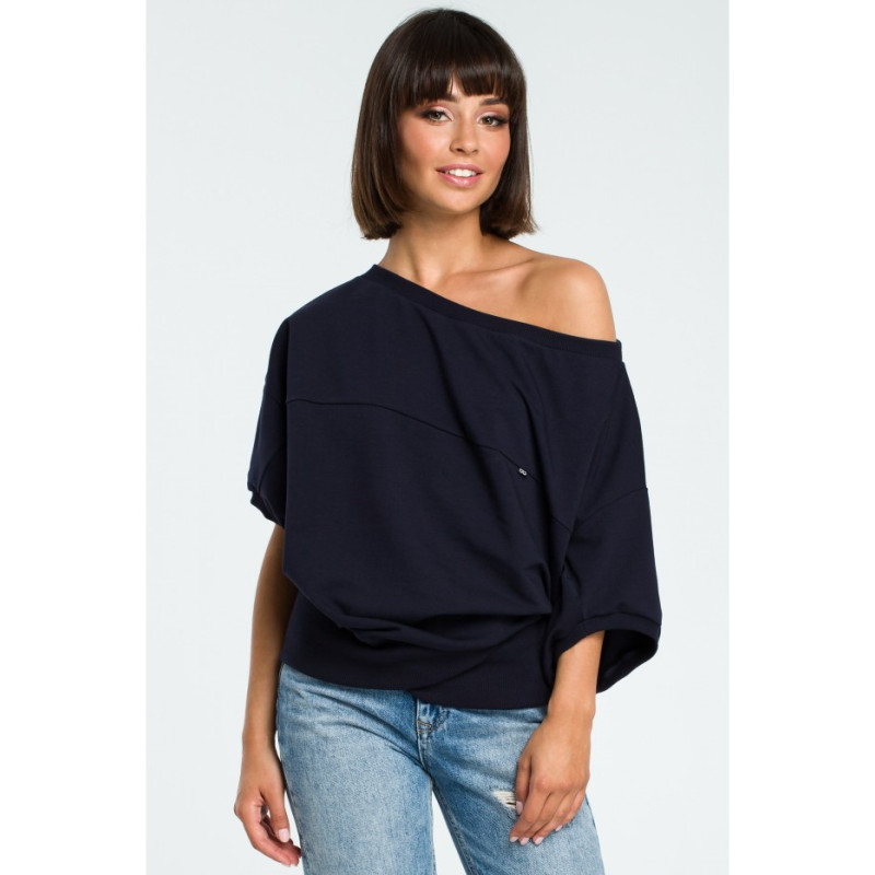 B079 Bluza oversize z rękawem kimono - granatowa