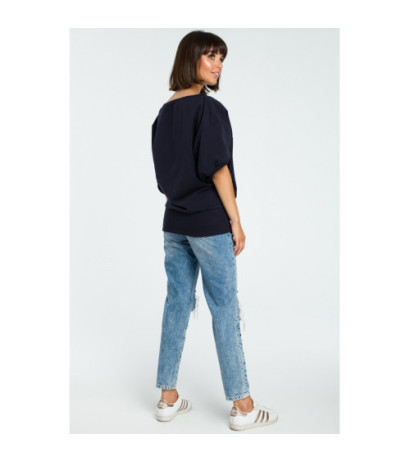 B079 Bluza oversize z rękawem kimono - granatowa