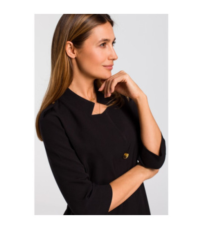 S189 Striukė suknelė su elastine juosta - juoda