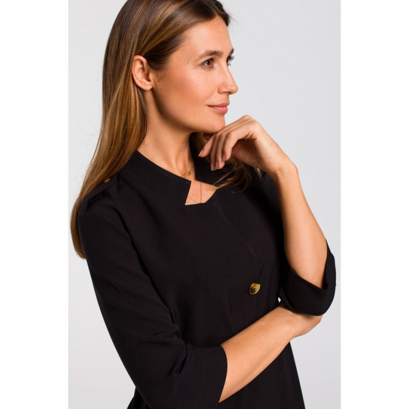 S189 Striukė suknelė su elastine juosta - juoda