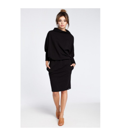 B032 Stilinga mini suknelė kimono rankovėmis - juoda