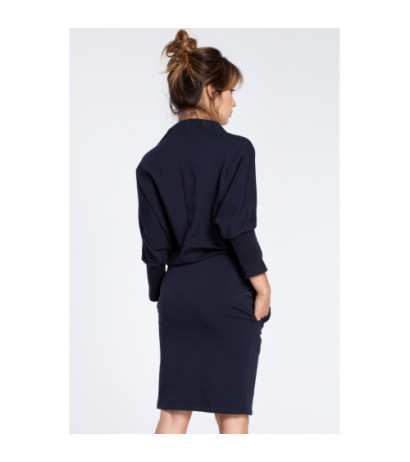 B032 Stilinga mini suknelė kimono rankovėmis - tamsiai mėlyna