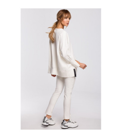 M491 Bluza z rozcięciami na bokach i lampasem - ecru