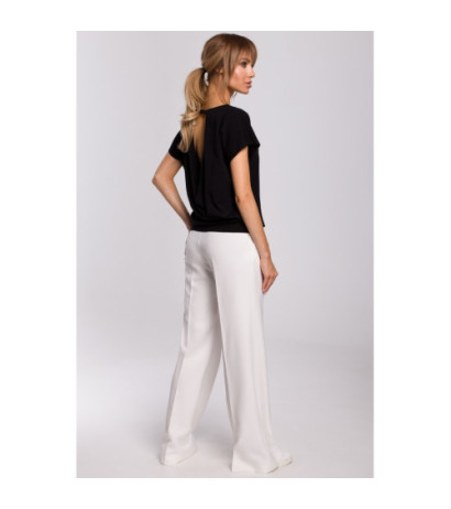 M498 Bluzka z krótkimi rękawami i zakładką z tyłu - czarna