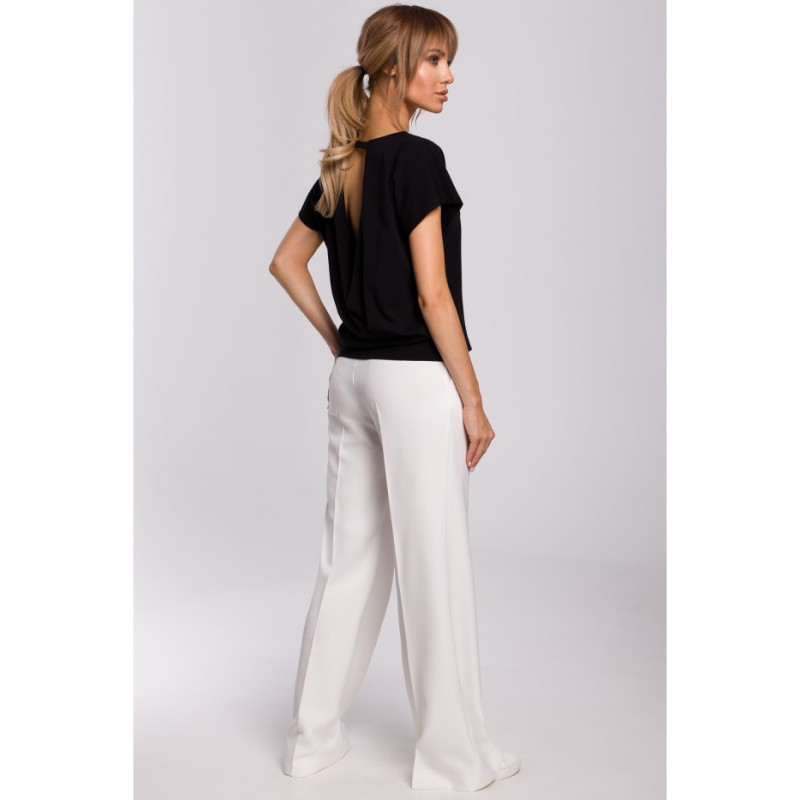 M498 Bluzka z krótkimi rękawami i zakładką z tyłu - czarna