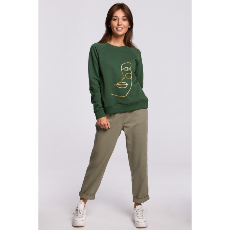 B167 Stylowa bluza z nadrukiem - trawiasta