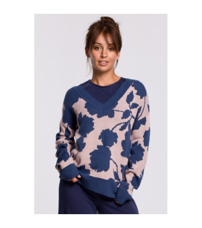 BK056 Sweter w kwiaty -...