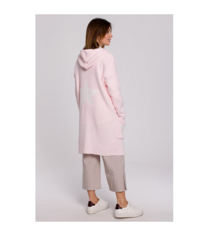 BK063 Kardigan z motywem gwiazdy - pudrowy