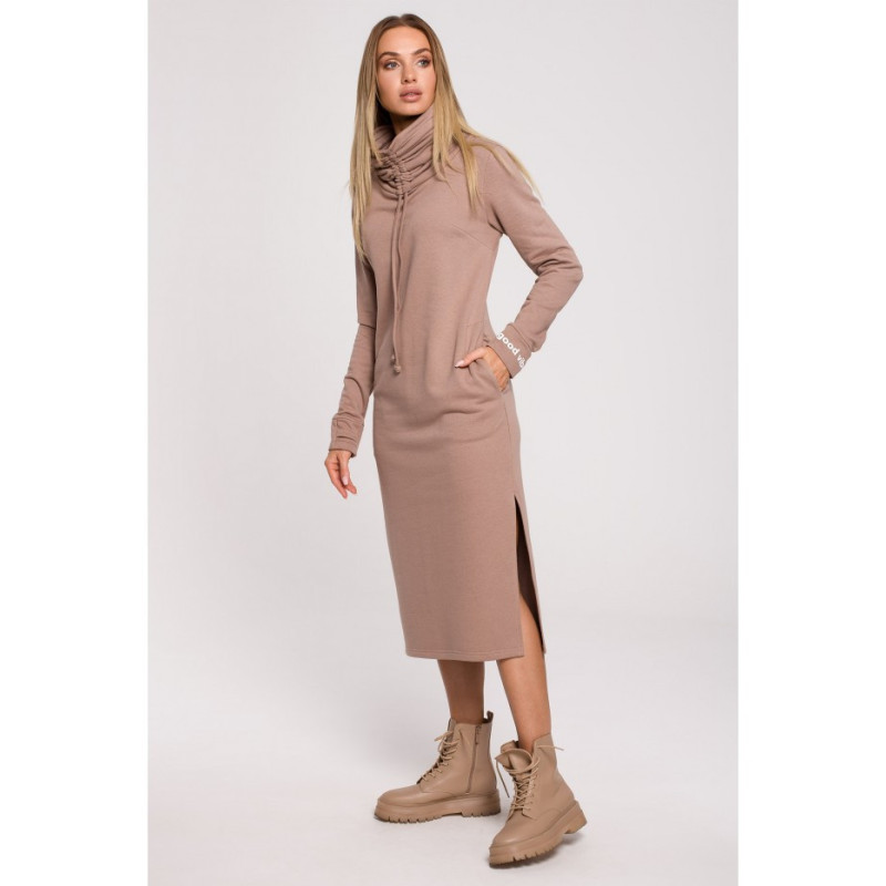 M622 Maxi suknelė aukšta apykakle - cappuccino