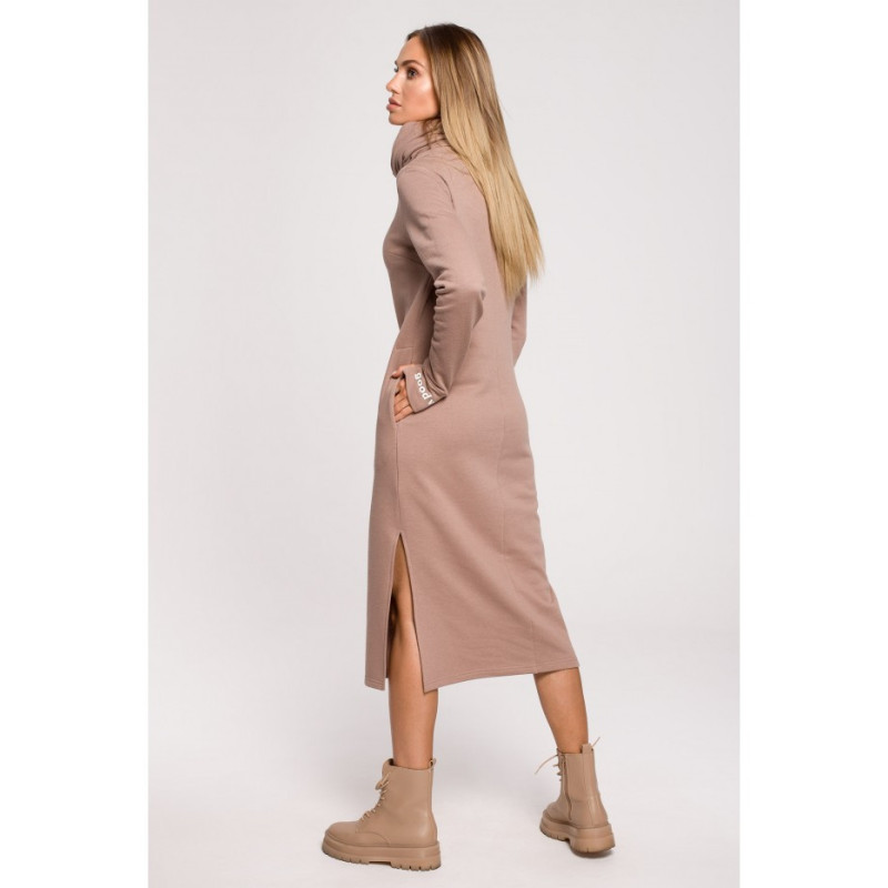 M622 Maxi suknelė aukšta apykakle - cappuccino