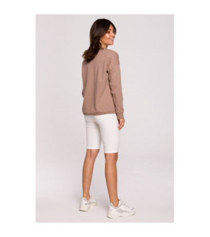 B225 Bluza z wycięciem w dekolcie - cappuccino