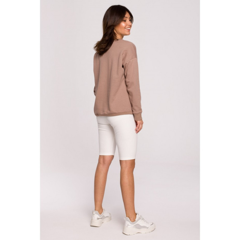 B225 Bluza z wycięciem w dekolcie - cappuccino