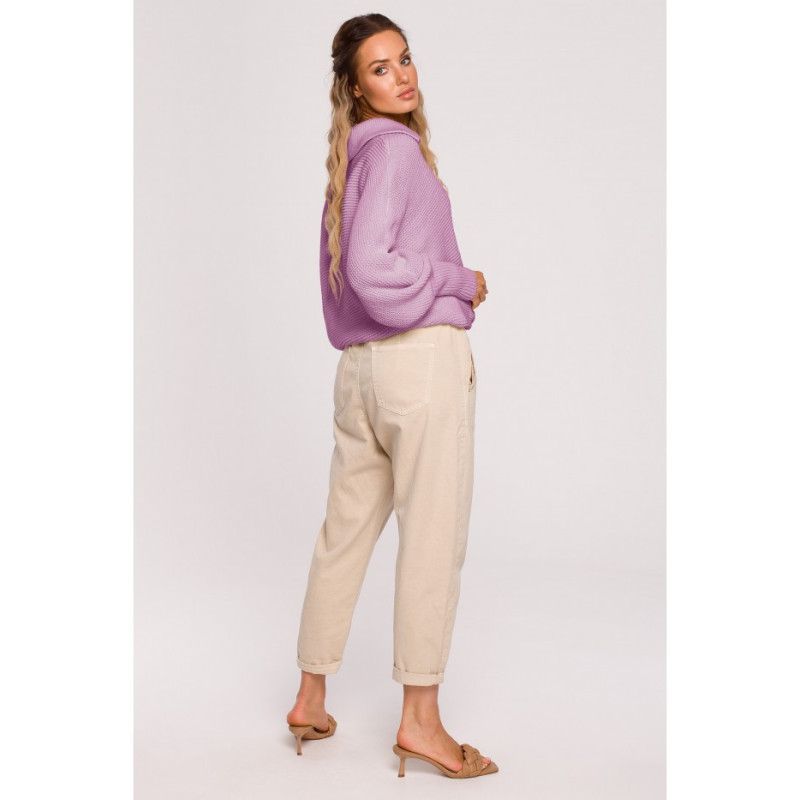 M687 Sweter z kołnierzykiem - lila
