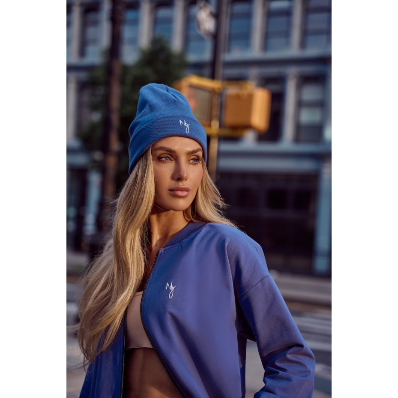 M709 Czapka beanie z haftem MOE GIRL - indygo