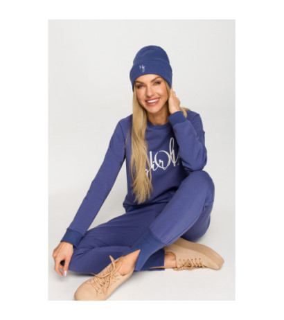 M709 Czapka beanie z haftem MOE GIRL - indygo