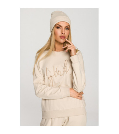 M709 Czapka beanie z haftem MOE GIRL - piaskowa