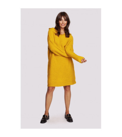 BK089 Sweter sukienka z kapturem - miodowy