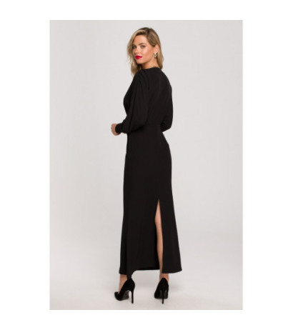 K143 Tinklinė suknelė su kimono viršumi - juoda