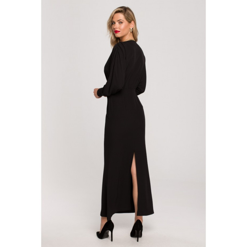 K143 Tinklinė suknelė su kimono viršumi - juoda