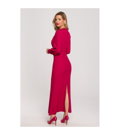 K143 Tinklinė suknelė su kimono viršumi - slyvinė