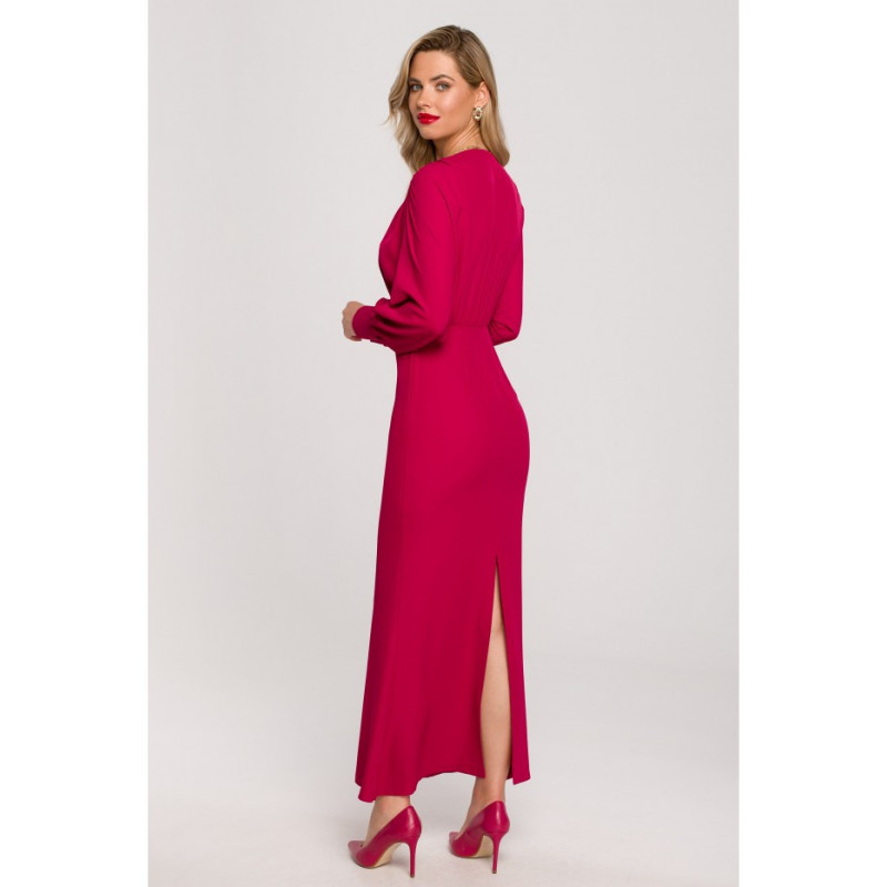 K143 Tinklinė suknelė su kimono viršumi - slyvinė
