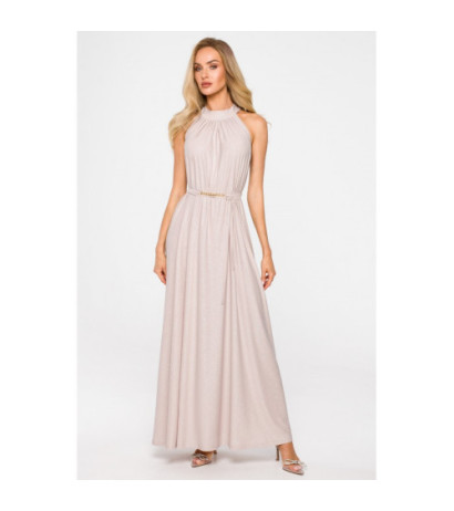 M721 Suknia z dekoltem typu halter - szampańska