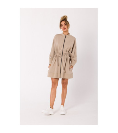 M733 Sukienka na zamek z wycięciami na plecach - beżowa