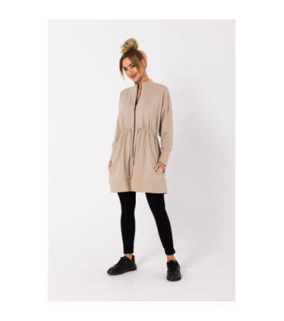 M733 Sukienka na zamek z wycięciami na plecach - beżowa