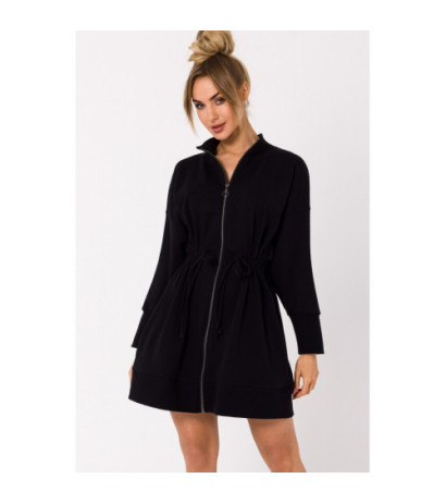 M733 Sukienka na zamek z wycięciami na plecach - czarna