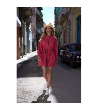 M733 Sukienka na zamek z wycięciami na plecach - koralowa