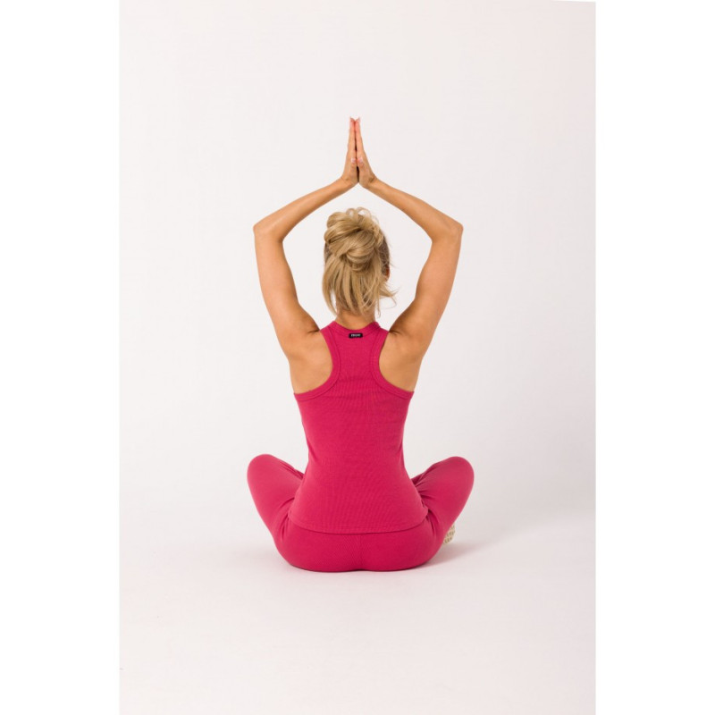 M735 Top bokserka z dzianiny prążkowanej - koralowa